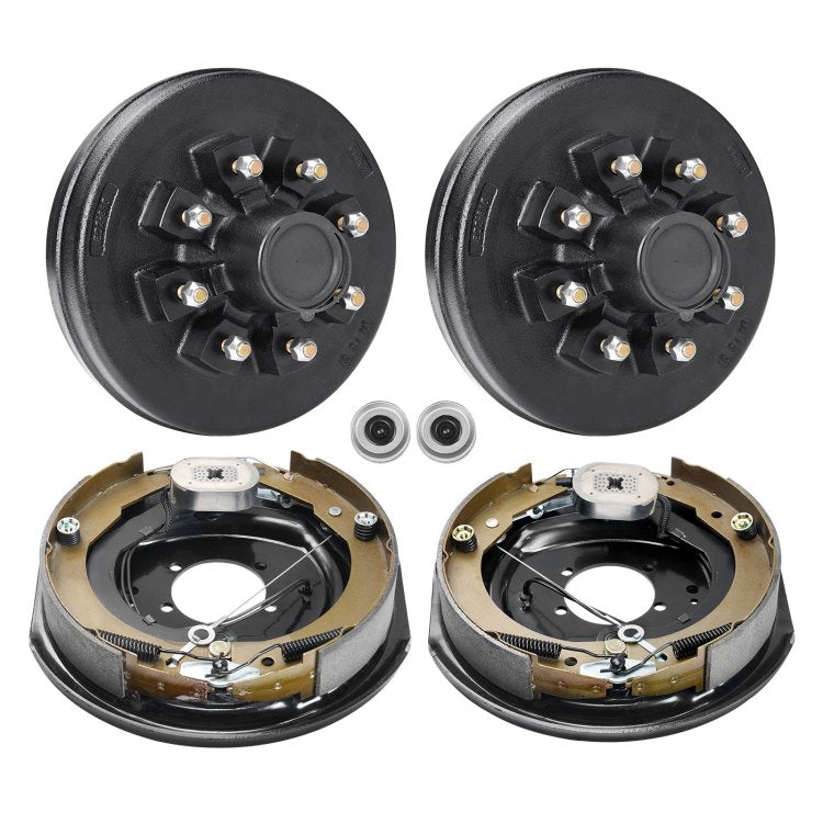Trailer Hub Drum Kits 8 On 6.5" B.C. With 12" X 2" Electric Brakes, Self Adjusting Trailer Brake Assembly For 7000 Lbs Axle, 5 Hole Mounting, Backing Plates For Brake System Part Replacement