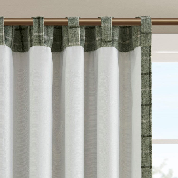 Plaid Faux Leather Tab Top Curtain Panel With Fleece Lining Only 1 Pc Curtain Panel
