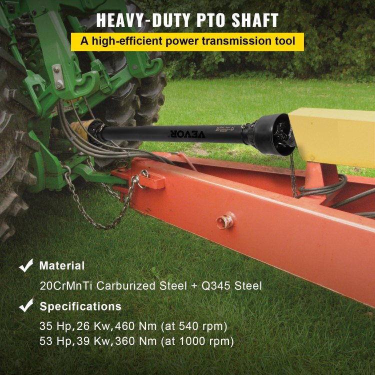 Pto Shaft 1 3 8" Pto Drive Shaft, 6 Spline End Round End Pto Driveline Shaft, Series 4 Tractor Pto Shaft, 39" 55" Brush Hog Pto Shaft, Black Pto Shaft For Bush Hog Finish Mower Rotary Cutter