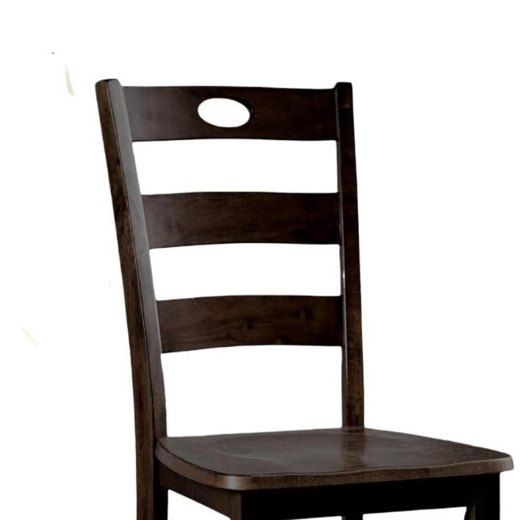Transitional Style 5Pc Dining Table Set 1X Table & 4X Chairs Square Dining Table Slat Back Chairs Espresso Finish