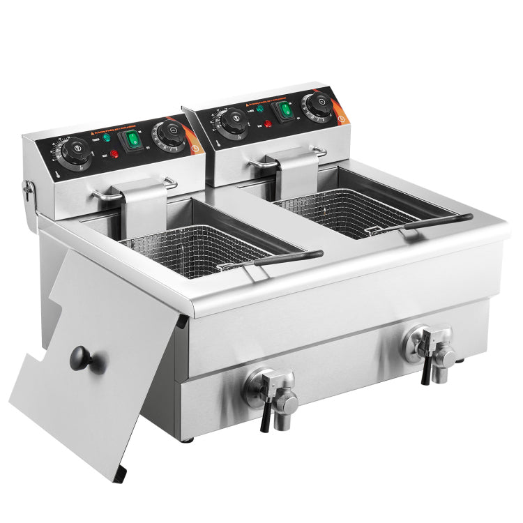 Commercial Electric Deep Fryer Countertop Deep Fryer With Dual Tanks 3000W