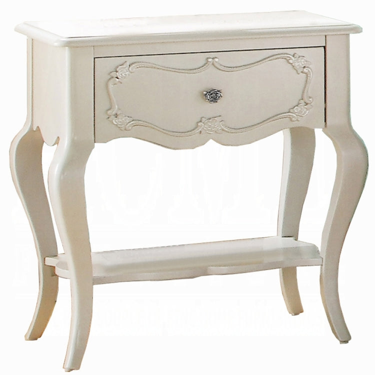 Traditional Pearl White Finish Formal Nightstand With Drawer And Shelf Wooden Youth Bedroom Furniture 1Pc