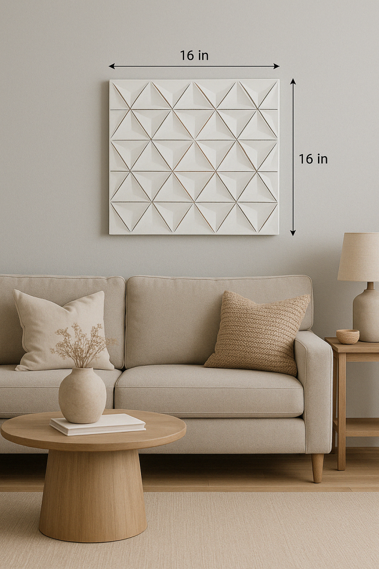 White Square Shape Handcrafted Mdf Wall Decor 16"X16" Elegant Home Accent