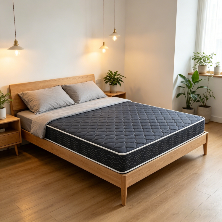 6 Inch Waterproof High Density Foam Mattress With Navy Blue Diamond Quilted Fabric. Quilting Ensures Both Style And Airflow For Cool Sleep.Twin Size