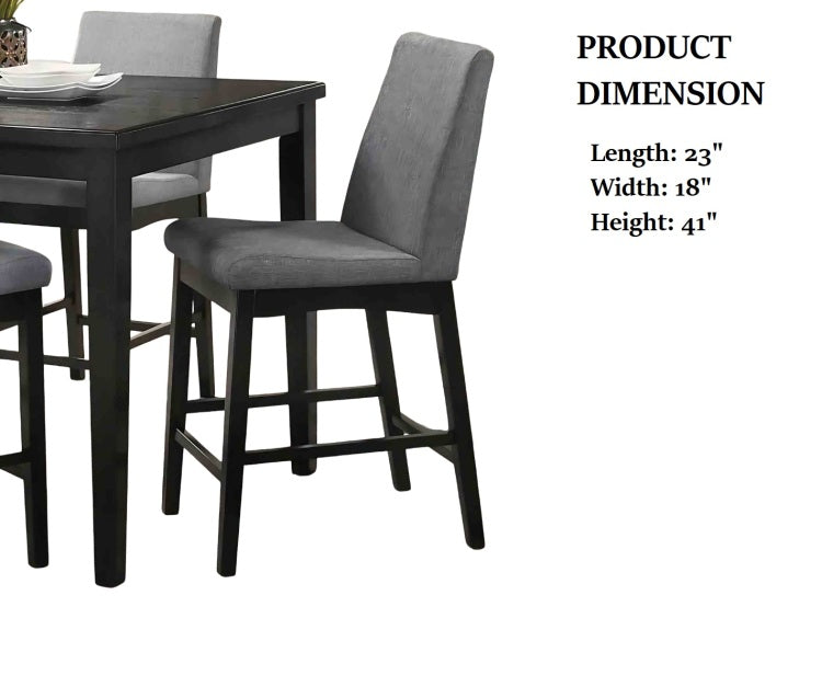 2Pc Counter Height Chair Contemporary Style Upholstered Seat And Back Dark Walnut Finish Dining Room