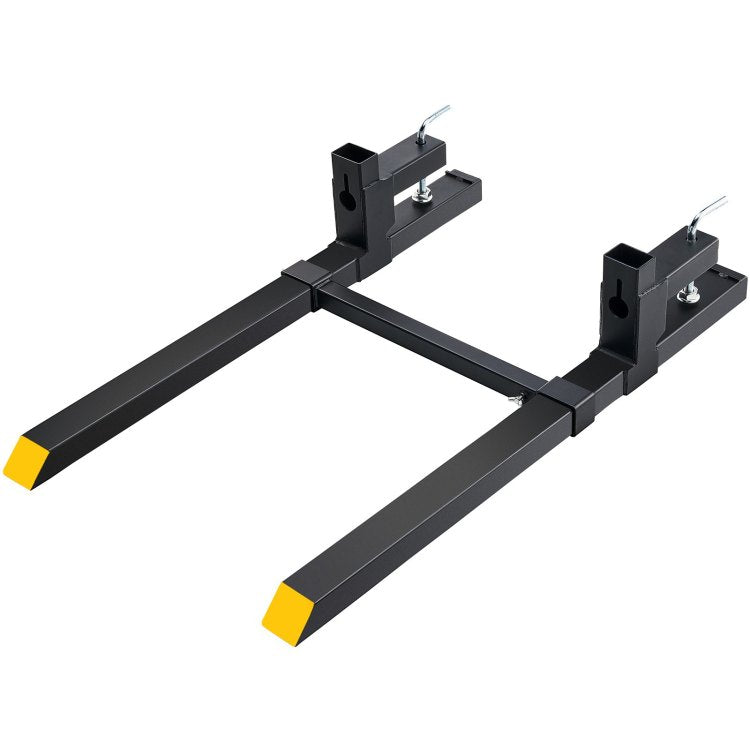 Pallet Forks, 2000 Lbs Clamp On Pallet Forks, 43" Total Length Tractor Bucket Forks With Adjustable Stabilizer Bar, Heavy Duty Pallet Forks For Tractor Attachments, Skid Steer, Loader Bucket