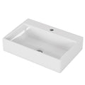 20.6" Square Ceramic Vessel Sink Premium White Above Counter Basin