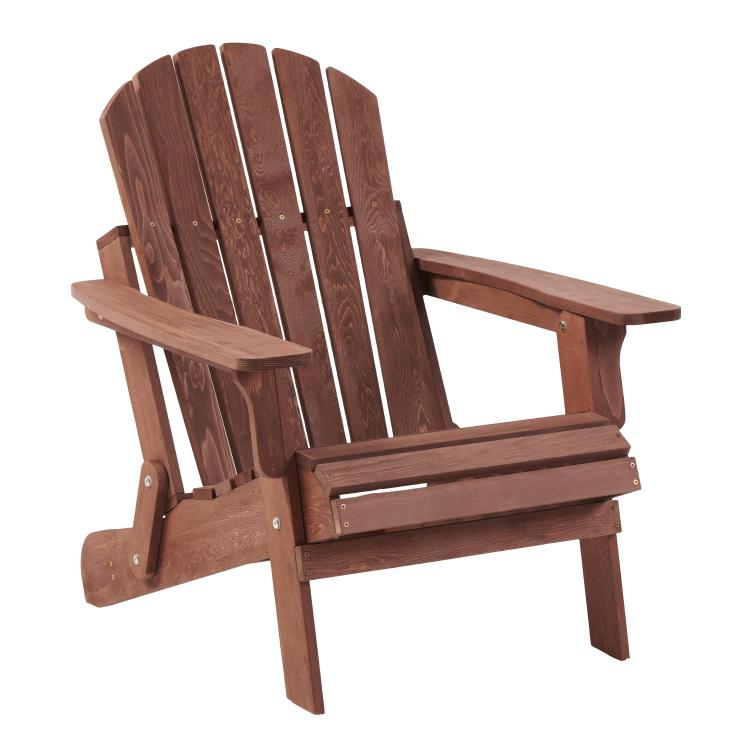 Oversize Wooden Outdoor Folding Adirondack Chair With Pre Assembled Backrest & Seatboard, Wood Patio Chair For Garden Backyard Porch Pool Deck Firepit