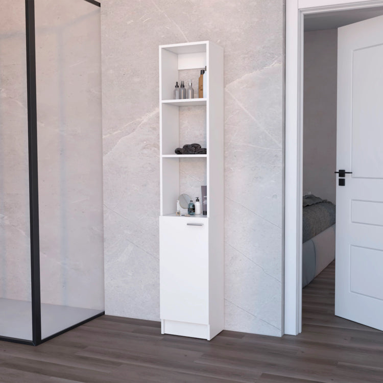 White Linen Cabinet With 1 Door
