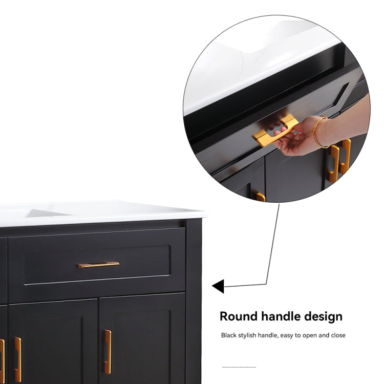 48" Black Bathroom Vanity.Abundant Storage Cabinet 4 Soft Close Doors And 4 Drawers Excluding The Ceramic Basin