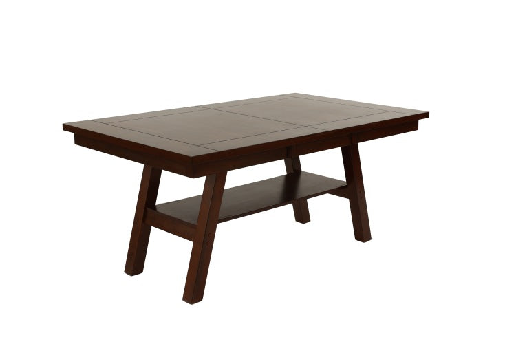 Dining Table Rectangle Dining Table W Shelve 1Pc Table Only Rubber Wood Dark Walnut Finish Dining Room Furniture