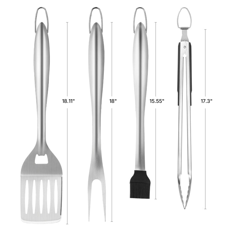 4Pcs Grilling Tool Set Bbq Grill Accessories Stainless Steel Barbecue Utensil
