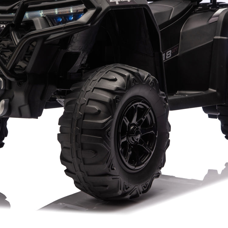 24V 160W Kids Electric Ride On Atv Realistic Off Road Design With 2Wd,Decorative Flags,On Off Light Switch,Volume Control W Bluetooth,Usb Port,Built In Music & Multi Color,Recommended Age:3 6