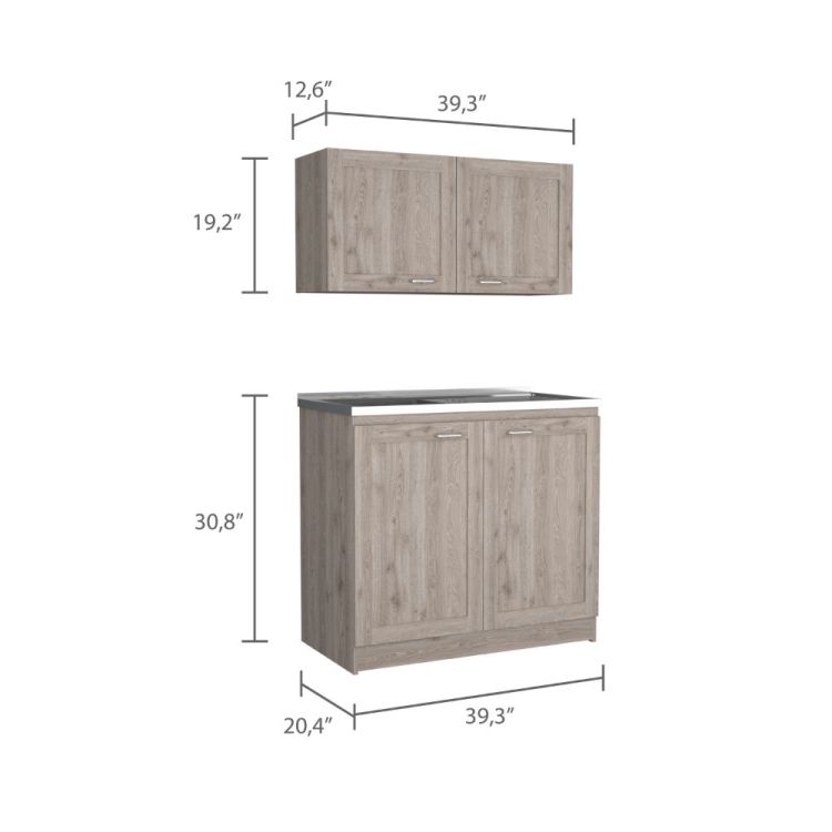Cabinet, Two Parts Set, Light Gray