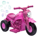 Qaba Ride On Bubble Car, 6V Kids Motorcycle, 3 Wheeled 2 Mph Electric Motorbike For Toddler With Led Headlight, Music, Forward & Reserve, Pink