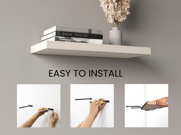 Ecco 31.5" Wide Floating Shelves Set Of 2, Shelves For Wall Decor For Bedroom, Bathroom Storage Shelves, Book Shelves For Living Room