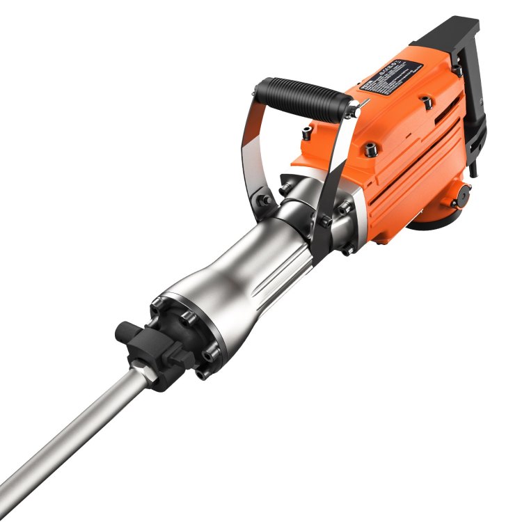 Demolition Jack Hammer, 2200W 1400 Bpm Jack Hammer Concrete Breaker, Heavy Duty Electric Jack Hammer 6Pcs Chisels Bit With Gloves, 360 C Swiveling Front Handle For Trenching And Breaking Holes