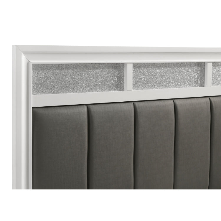 Talia White And Grey Upholstered Queen Panel Bed