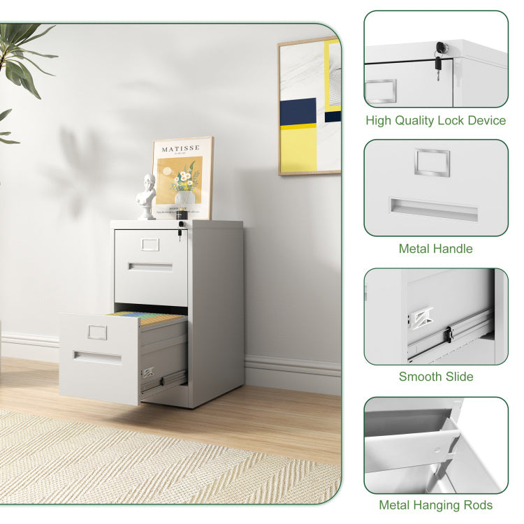 2 Drawer File Cabinet With Lock Metal Vertical File Cabinet Office Home, A4 Legal Letter Size Narrow File Cabinet Locked,Assembly Required