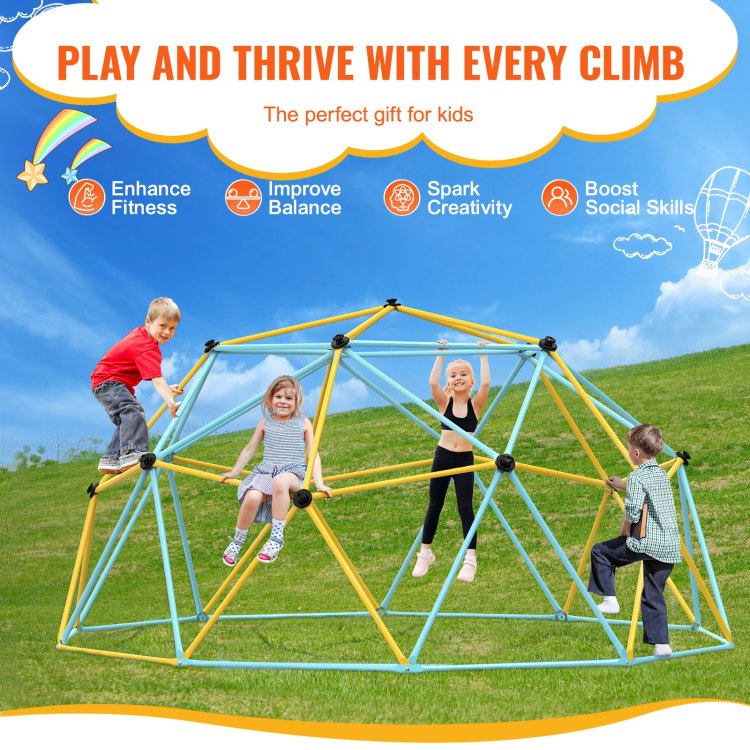 Climbing Dome, Jungle Gym Supports 750Lbs And Easy Assembly, 10Ft Geometric Dome Climber Play Center For Kids 3 To 10 Years Old,With Climbing Grip, Outdoor Backyard Play Equipment For Kids