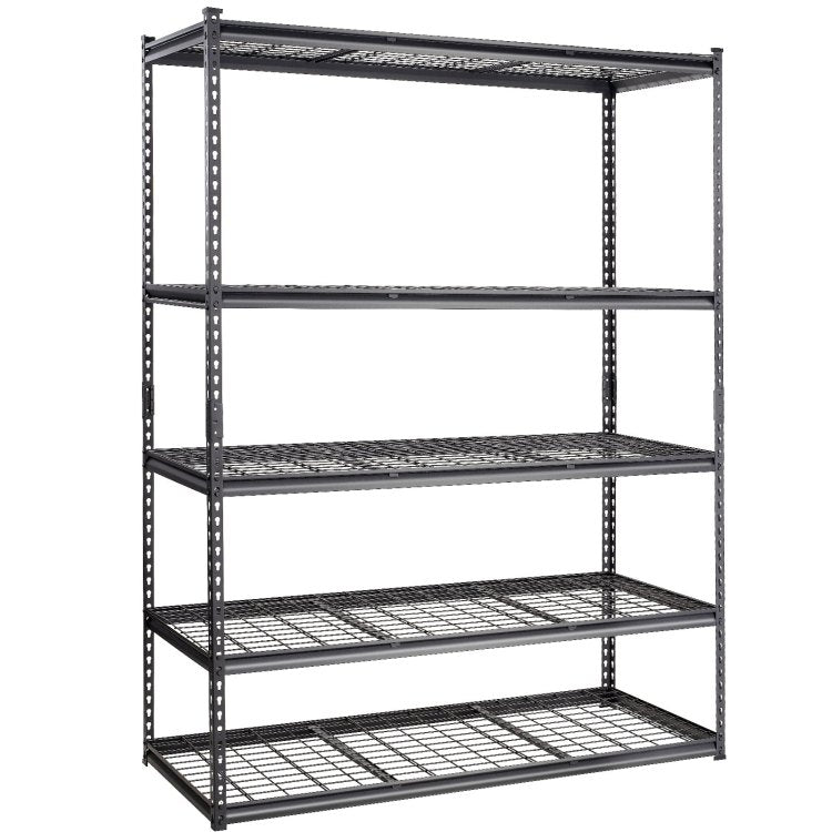 Storage Shelving Unit, 5 Tier Adjustable, 2000 Lbs Capacity, Heavy Duty Garage Shelves Metal Organizer Wire Rack, Black, 60" L X 24" W X 78" H For Kitchen Pantry Basement Bathroom Laundry Closet