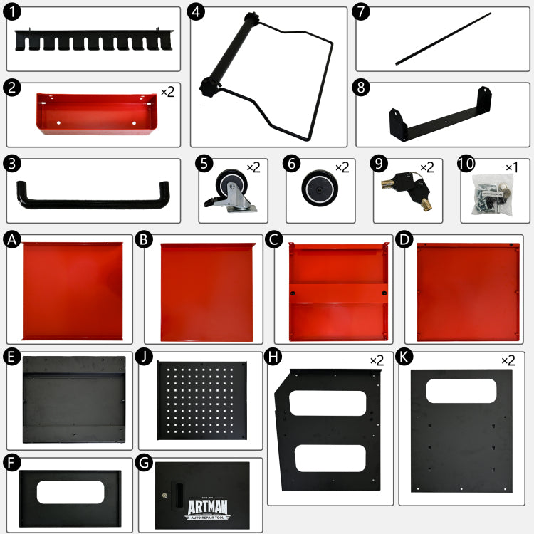 4 Level Multi Functional Diagnostic Trolley,Car Diagnostic Equipment Cart, With 360 Rotating And Lockable Casters Black&Red