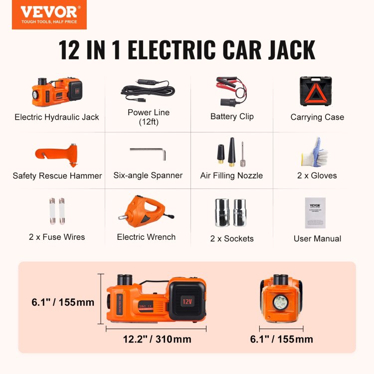 Electric Car Jack, 5 Ton 11023 Lbs Hydraulic Jack With Electric Impact Wrench, Portable Car Lift With Built In Inflatable Pump, And Led Light For Suv Mpv Sedan Truck Change Tires Garage Repair