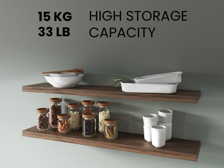 Greer Floating Shelf In Melamine X2, Dark Brown
