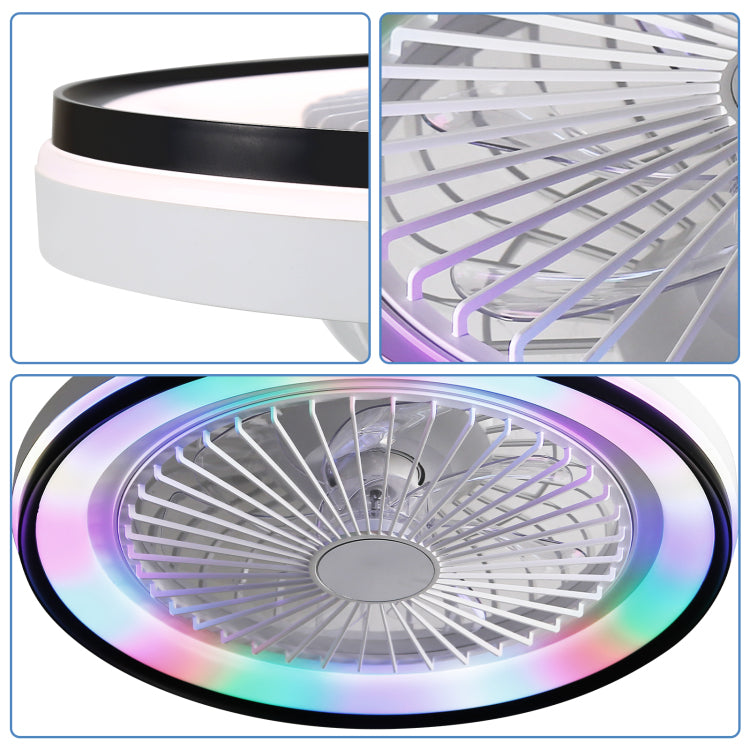 19 Inch Rgb Dimmable Led Enclosed Flush Mount Bladeless 6 Speed Remote Control For Bedroom Party