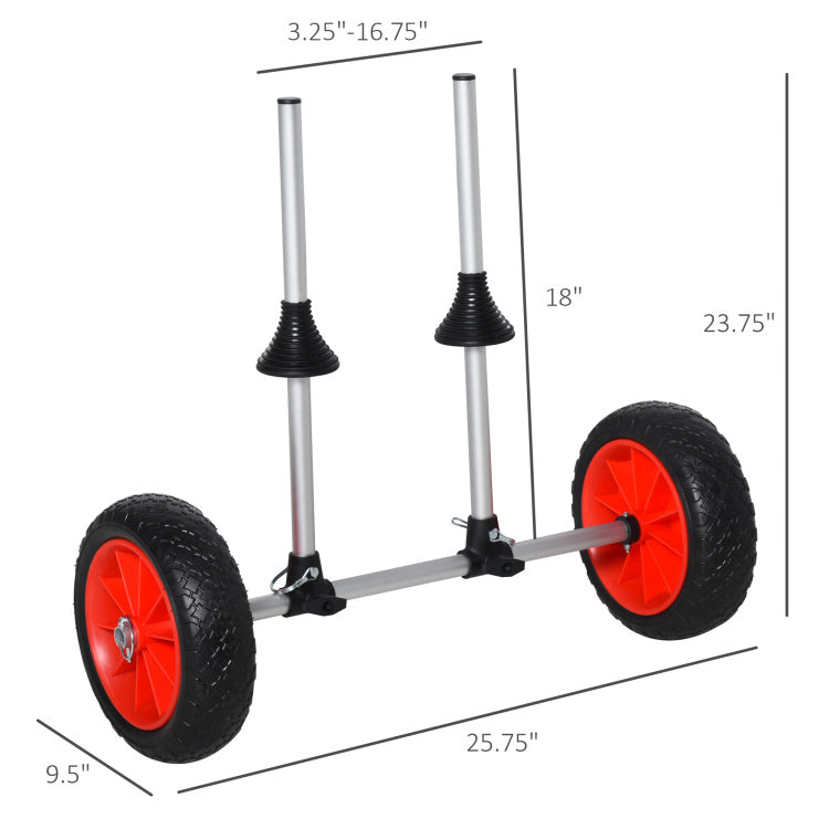 Soozier Universal Kayak Cart, Trolley Trailer Kayak Wheels With Strong Aluminum Frame, Adjustable Width Crossbar, & Large Tires