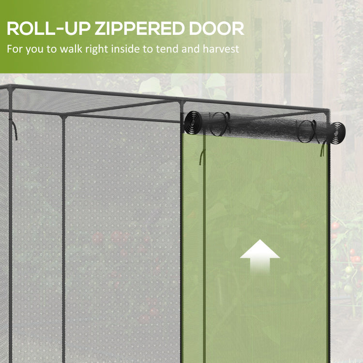 Outsunny 6' X 3' Crop Cage, Plant Protection Tent With Zippered Doors For Vegetable Garden, Backyard, Black