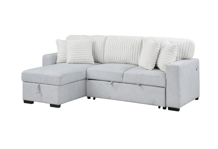 Ford Light Grey White Reversible Pull Out Sofa Bed