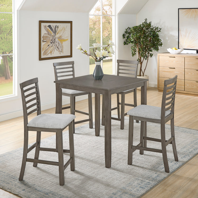 Dining Table, Bar Table And Chairs Set, 5 Piece Dining Table Set,Retro Style Breakfast Table Set,For Living Room, Dining Room Gray Requires Assembly