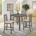 Dining Table, Bar Table And Chairs Set, 5 Piece Dining Table Set,Retro Style Breakfast Table Set,For Living Room, Dining Room Gray Requires Assembly