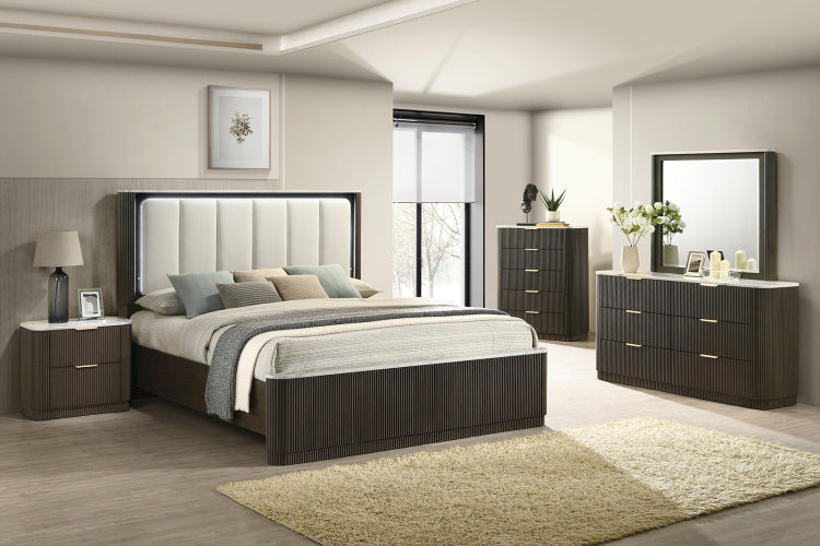 Contemporary Style 1Pc Nightstand Marble Top Plinth Base Metal Slide Glides Dark Walnut Finish Bedroom Furniture