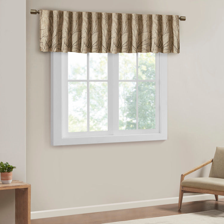 Faux Silk Embroidered Window Valance Tan 50X18"