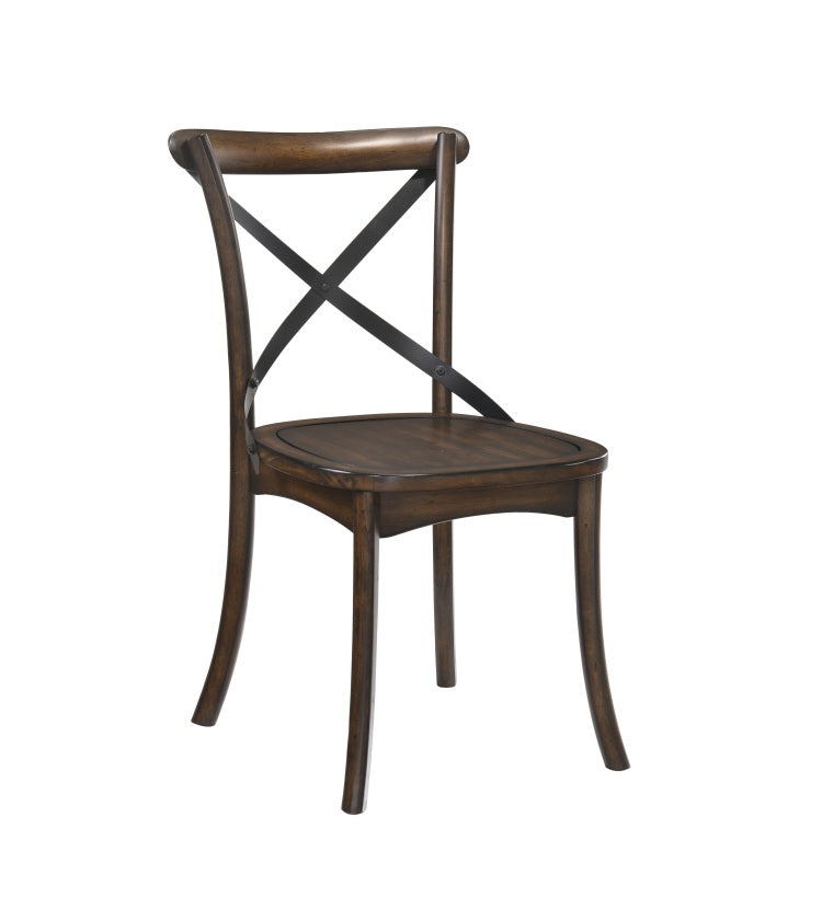 Dark Oak Finish Dining Side Chairs Set Of 2 Wooden Kitchen Furniture X Design Metal Accent Black