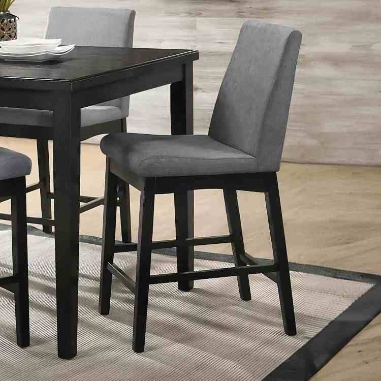 2Pc Counter Height Chair Contemporary Style Upholstered Seat And Back Dark Walnut Finish Dining Room