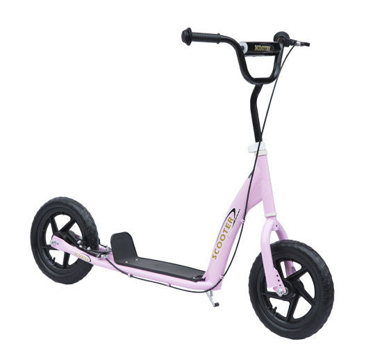 Homcom Kick Scooter For Kids 5 12 Years Old, Big Wheel Kids Scooter With Adjustable Height Handlebar, Non Slip Footplate, Rear Brake, Pink