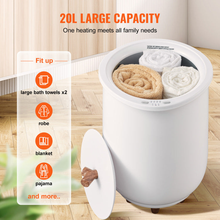 Towel Warmer Bucket, 20L Large Towel Warmer For Bathroom, Auto Shut Off Towel Heater With 4 Level Timer Fits Up To Two 40"X70" Oversized Towels, Bathrobes, Blankets, Etl & Fcc Certified