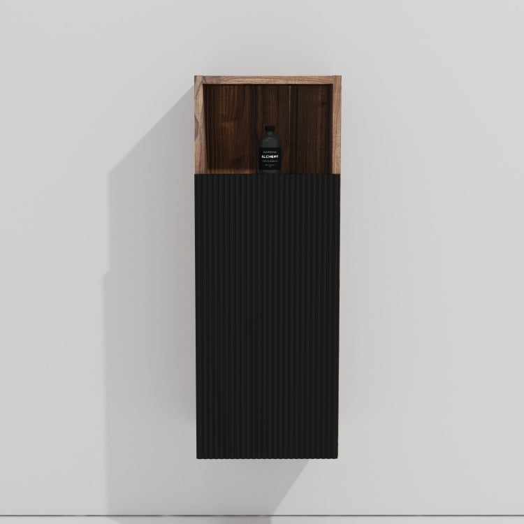Cc1014S110.309 Black & Walnut Bathroom Floating Side Cabinet, Wall Mounted Storage Cabinet For Small Space, Kd