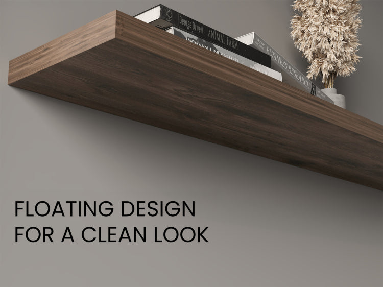 Ecco 47" Wide Floating Shelves Set Of 2, Shelves For Wall Decor For Bedroom, Bathroom Storage Shelves, Book Shelves For Living Room, Dark Brown