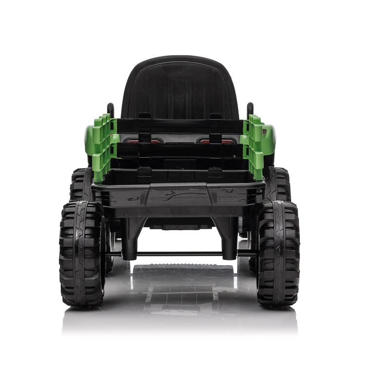 Ride On Tractor With Trailer,24V 400W Powered Electric Tractor Toy W Remote Control,Electric Car For Kids,Three Speed Adjustable,Power Display, Usb,Mp3 ,Bluetooth,Led Light,Two Point Safety Belt