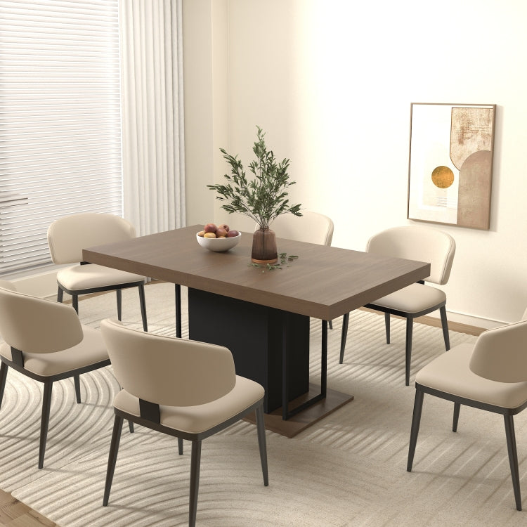Rectangle Extendable Dining Table For 6 10 People Aged Effect Wood And Black 160 200 Cm