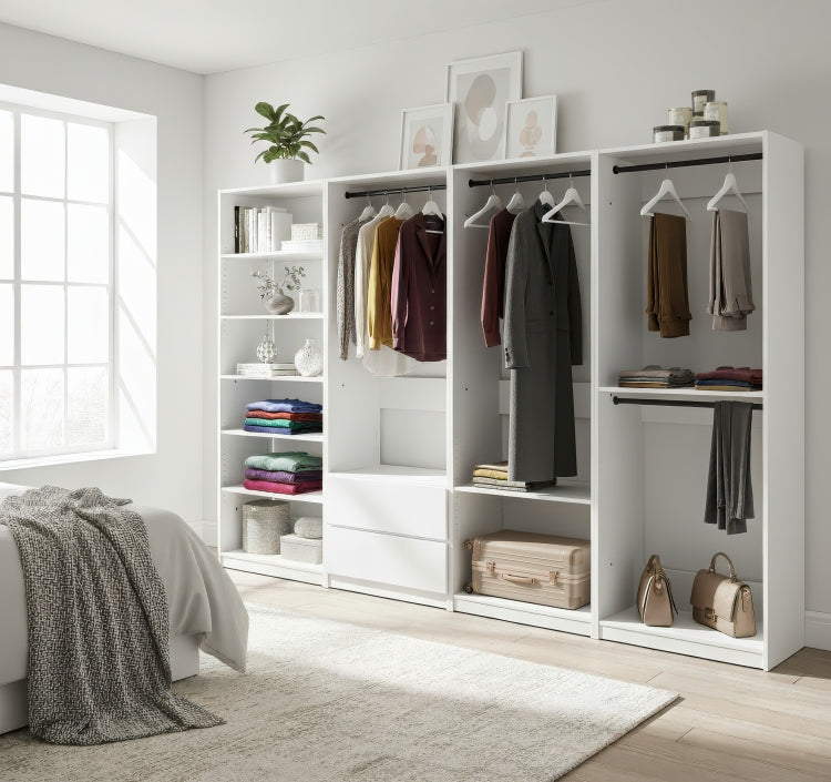 Prosper White Freestanding Walk In Wood Closet System