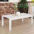 All Weather Aluminum Outdoor Coffee Table, Modern Coffee Table For Outside, Rectangle Patio Coffee Table White