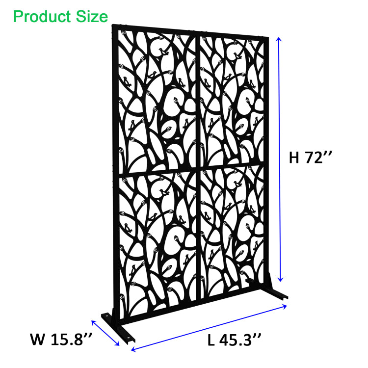 Metal Privacy Screens W3.8Ft X H6Ft Outdoor And Indoor Divider With Free Standing Decorative Privacy Screen For Balcony Patio Garden Room Divider, Black Bird Shape