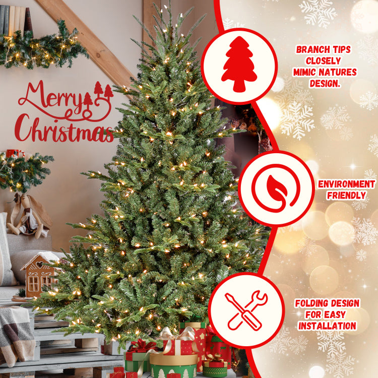 4Ft Full Shape Christmas Tree With 150 Ul Lights Pe Pvc Mixed Branches, 673 Tips, Wide Base For Spacious Areas, Hinged Structure, Stable Metal Stand