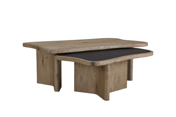 English Knotty Oak Nesting Cocktail Table