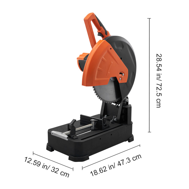 Chop Saw, 14" 355Mm Blade Diameter Cut Off Saw, 2800W 1200Rpm Steel Cutting Machine, 0 45 Adjustable Dry Cut Chop Saw, Miter Saw For Cutting Metal Cold Cut Saw For Steel Rebar Iron Aluminum